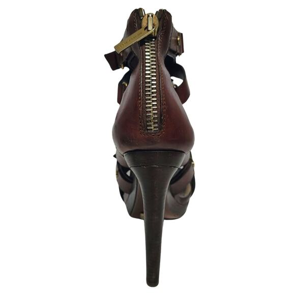 Michael Kors Collection Extreme Strap Brown Leather Platform Gladiator Size 9.5 - Picture 7 of 13